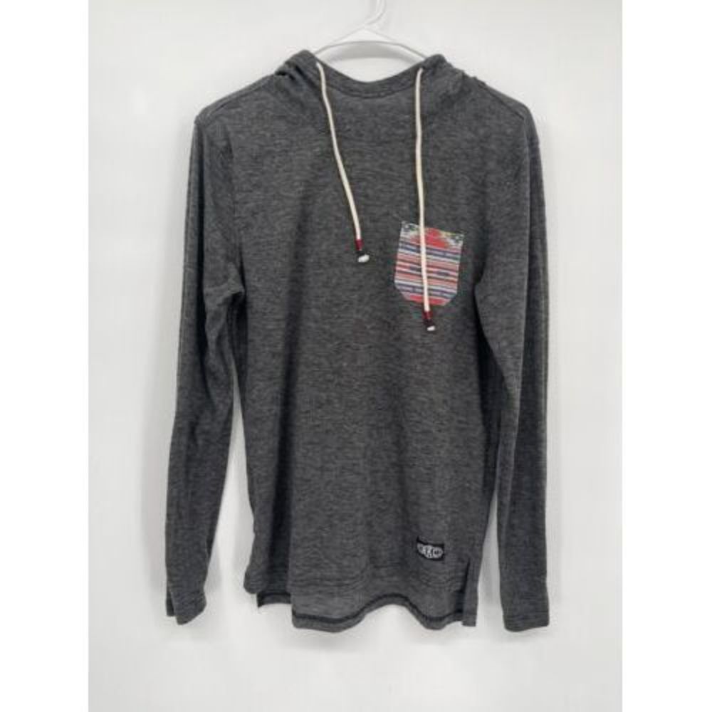 BKC Brooklyn Cloth Co Mens Graphic Pocket Hoodie‎ Charcoal Gray Long Sleeve